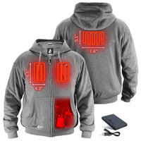 Unisex X-Large Grey Cotton Long Sleeved 5-Volt Heated Hoody