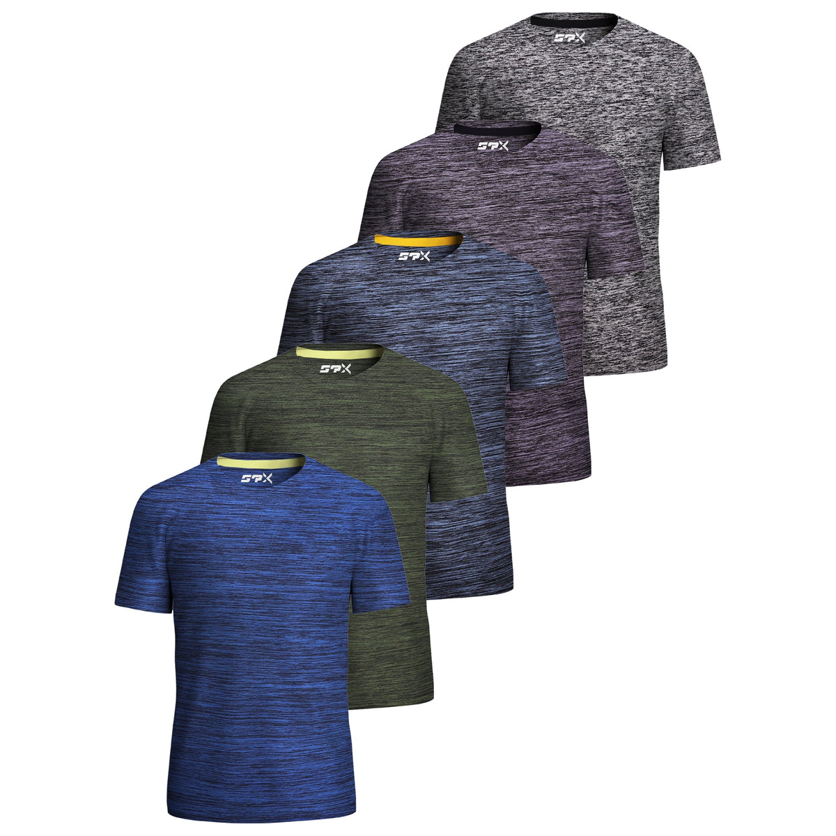 [5 Pack] Men’S Dry-Fit Activewear Crewneck T Shirts Running Gym Workout Quick Dry Tee Top