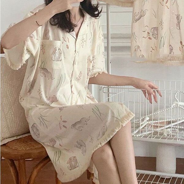 B780-Summer home clothes pajamas women summer short-sleeved home clothes Tencel modal cotton pajamas set