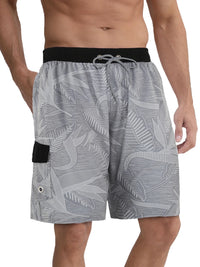 Mens Swim Trunks 9'' Mesh Liner Quick Dry Swim Shorts Board Shorts Bathing Suit Swimsuit Summer Beach Shorts Gray MK36 L