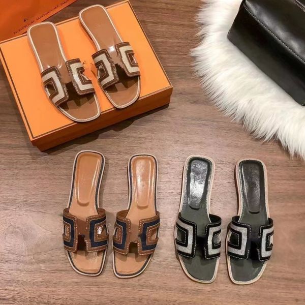 Women's Brand Slippers with Dual Color British Style Straight Line Sheepskin Sandals