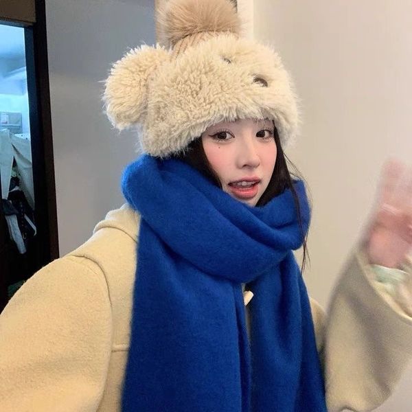 New No. 68 blue scarf winter atmosphere new thickened advanced all-match solid color student warm scarf shawl couple