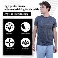[5 Pack] Men’S Dry-Fit Activewear Crewneck T Shirts Running Gym Workout Quick Dry Tee Top