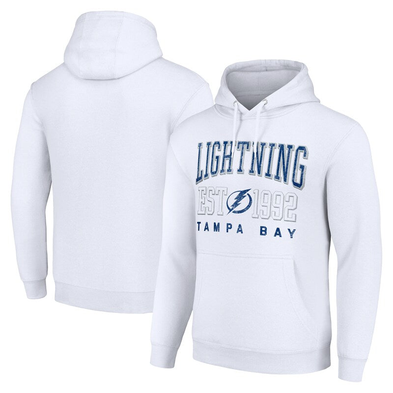 Men's Starter White Tampa Bay Lightning Graphic Pullover Hoodie