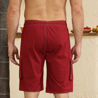 Quick Dry Swim Trunks for Men with Liner Summer Beach Shorts Red S-4XL