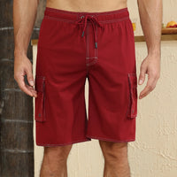 Quick Dry Swim Trunks for Men with Liner Summer Beach Shorts Red S-4XL