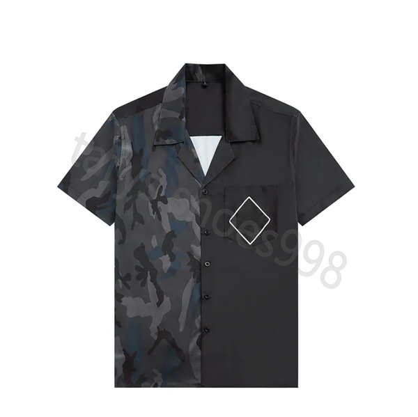 designe shirts mens 3 sided shape cotton shirt Button Up Shirts print bowling shirt Hawaii Floral Casual Shirts Men Slim Fit Short Sleeve t shirts
