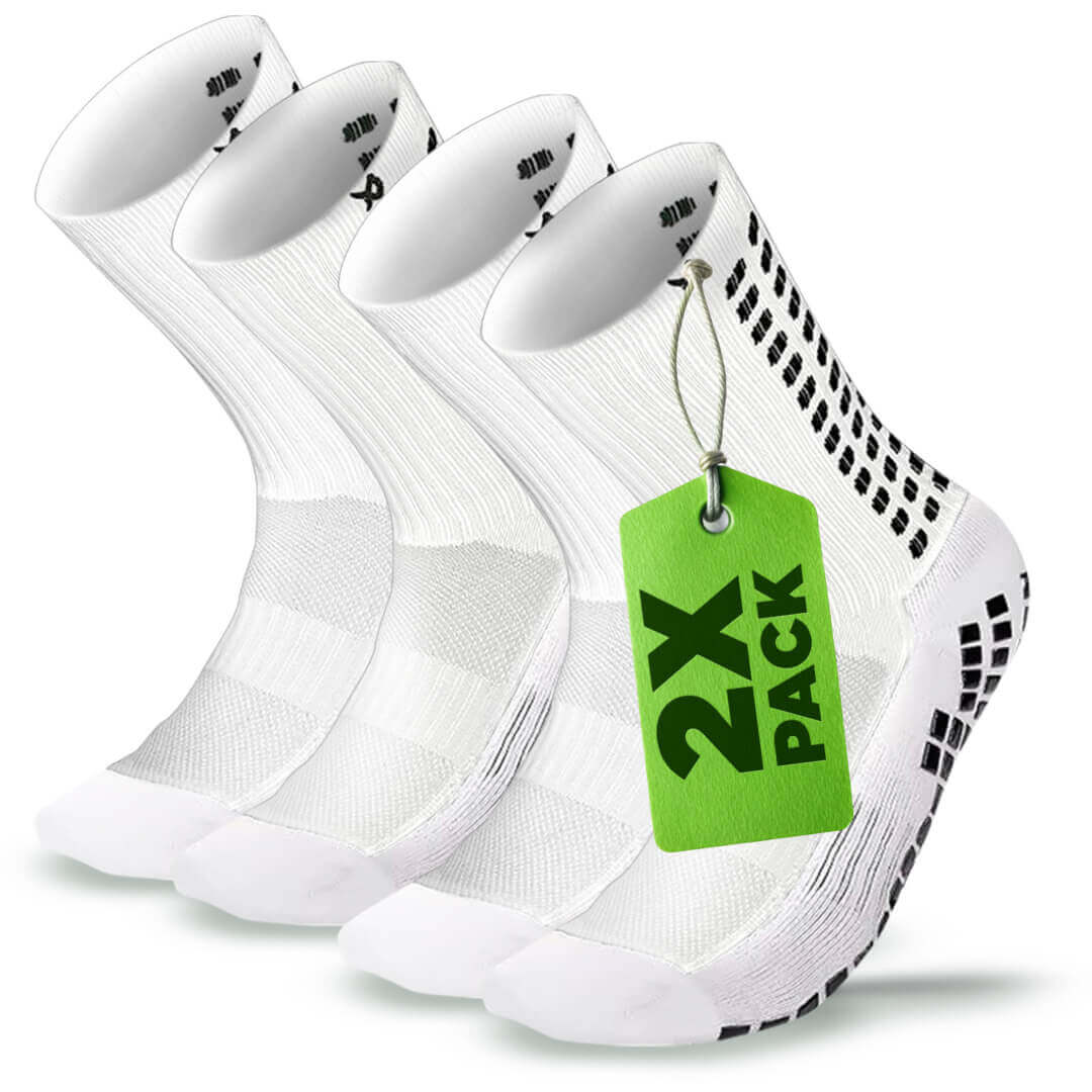 LUX White Grip Socks - 2 Pairs - Multipack - Large