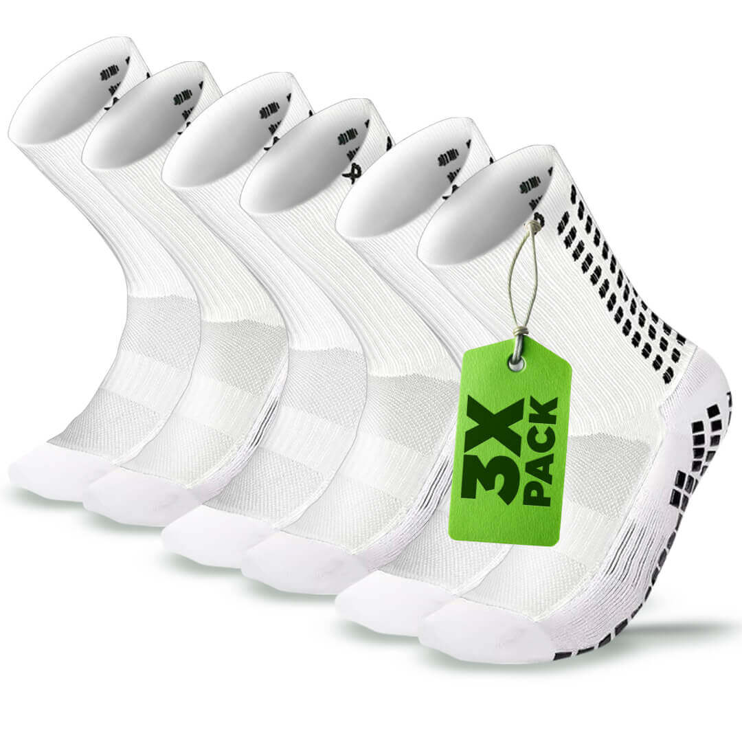 LUX White Grip Socks - 3 Pairs - Multipack - Large
