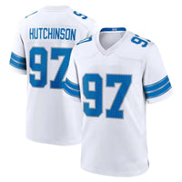 USA Football Jerseys 0 Gibbs 97 Hutchinson 16 Jared Goff 14 St Brown 20 Sanders 58 Sewell 5 Montgomery Stitched Jersey Shirt 
