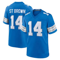 USA Football Jerseys 0 Gibbs 97 Hutchinson 16 Jared Goff 14 St Brown 20 Sanders 58 Sewell 5 Montgomery Stitched Jersey Shirt 