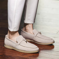 Fashion Men's Casual Shoes Genuine Suede Leather Men Classic British Style Tassels Loafers Moccasins Mens Outdoor Driving Fla
