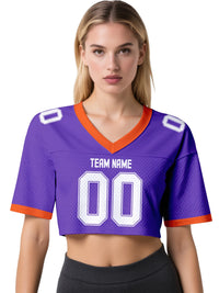 Custom American Football Jersey Crop Top for Women & Girls Plain Sporty Cropped Shirt Personalized Name Number Jerseys Fans G