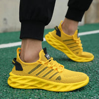 Men Shoes Comfortable Unisex Sneakers Breathable Couple Running Shoes Women Tennis Sports Shoe Size 37-47 Yellow Walking Snea