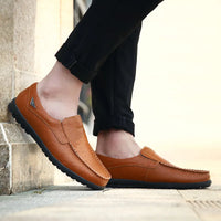 Genuine Leather Men Casual Shoes Luxury Brand 2023 Mens Loafers Moccasins Breathable Slip on Black Driving Shoes Plus Size 37