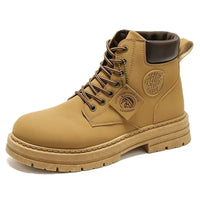 Special Men's Retro Work Shoes Autumn Thick Bottom High Top Non Slip Warm Casual Boots PU Leather Lace-up Big Head Tooling Boots