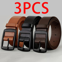 New Luxury Belt for Men PU Leather Belt Metal Pin Buckle High Quality Famous Brand Designer Waist Strap Belt for Jeans Plus S