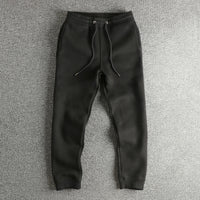Winter New American Retron Thick Velvet Knitted Sweatpants Men's Elastic Waist Drawstring Sport Casual Straight Ankle-tied Pa