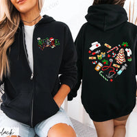 Nurse Christmas Hooded Jackets Fashion Women Personalized Warm Hoodies Casual Zipper Streetwear Christmas Nursing Sweatshirts