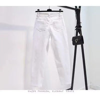 Korean Fashion High Quality High Elasticity Men's Pants Korean Style Luxury White Boyfriend Solid Designer Clothes Jeans Man