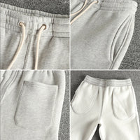 Winter New American Retron Thick Velvet Knitted Sweatpants Men's Elastic Waist Drawstring Sport Casual Straight Ankle-tied Pa