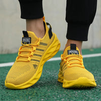 Men Shoes Comfortable Unisex Sneakers Breathable Couple Running Shoes Women Tennis Sports Shoe Size 37-47 Yellow Walking Snea