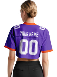 Custom American Football Jersey Crop Top for Women & Girls Plain Sporty Cropped Shirt Personalized Name Number Jerseys Fans G
