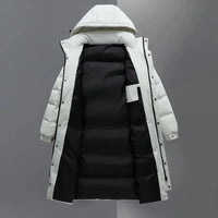 New Winter Men Black Long Duck Down Coats Hooded Casual Down Jackets Quality Male Outdoor Windproof Warm Winter Jackets Cloth