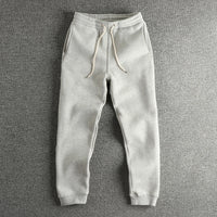Winter New American Retron Thick Velvet Knitted Sweatpants Men's Elastic Waist Drawstring Sport Casual Straight Ankle-tied Pa