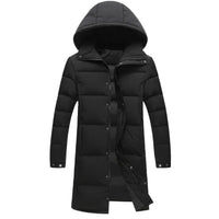 New Winter Men Black Long Duck Down Coats Hooded Casual Down Jackets Quality Male Outdoor Windproof Warm Winter Jackets Cloth