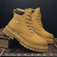 Special Men's Retro Work Shoes Autumn Thick Bottom High Top Non Slip Warm Casual Boots PU Leather Lace-up Big Head Tooling Boots