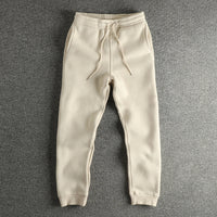 Winter New American Retron Thick Velvet Knitted Sweatpants Men's Elastic Waist Drawstring Sport Casual Straight Ankle-tied Pa