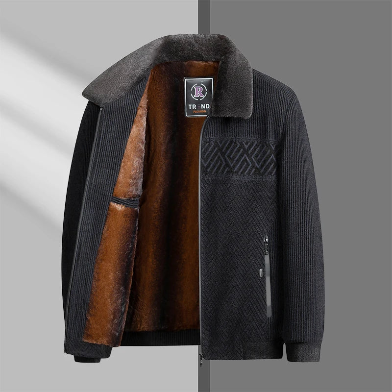 Middle-aged dad's thickened and fleece coat, men's jacket, cotton-padded clothes for middle-aged and elderly people in winter