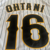 Baseball Jersey Japan 16 OHTANI Sewing Embroidery Cheap High-Quality Outdoor Sportswear WHITE Black Stripe SAMURAI