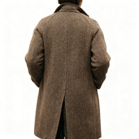 Wool blend Thick Men's Autumn Winter Coat Italian retro herringbone Man Long Suit Jacket Men's long Blazer