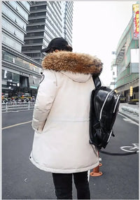 Men's Winter Jacket Fur Hood Thick White Duck Down Coats Men Mid-Length Outdoor Puffer Jackets Jaqueta Masculina Inverno JK-0