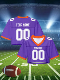 Custom American Football Jersey Crop Top for Women & Girls Plain Sporty Cropped Shirt Personalized Name Number Jerseys Fans G