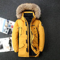 Men's Winter Jacket Fur Hood Thick White Duck Down Coats Men Mid-Length Outdoor Puffer Jackets Jaqueta Masculina Inverno JK-0