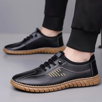 Handmade Leather Casual Men Shoes Design Sneakers Man Breathable Leather Shoes Men Outdoor Skate Shoes