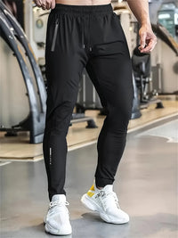 Men's High Elastic Zipper Pocket Trousers Lightweight Drawstring Sports Pants Gift Mens Sweatpants Fishing Vintage Football M