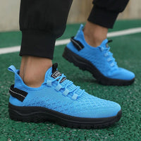 Men's Bright Yellow Outdoor Sneakers Breathable Mesh Construction Shock Absorbing Sports Shoes Stylish Trendy Adventure Footw