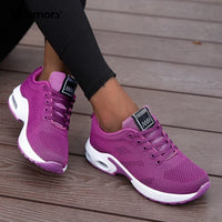 Fashion Women Lightweight Sneakers Running Shoes Outdoor Sports Shoes Breathable Mesh Comfort Running Shoes Air Cushion Lace 