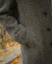 Wool blend Thick Men's Autumn Winter Coat Italian retro herringbone Man Long Suit Jacket Men's long Blazer