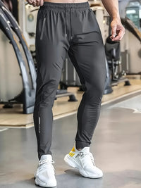 Men's High Elastic Zipper Pocket Trousers Lightweight Drawstring Sports Pants Gift Mens Sweatpants Fishing Vintage Football M