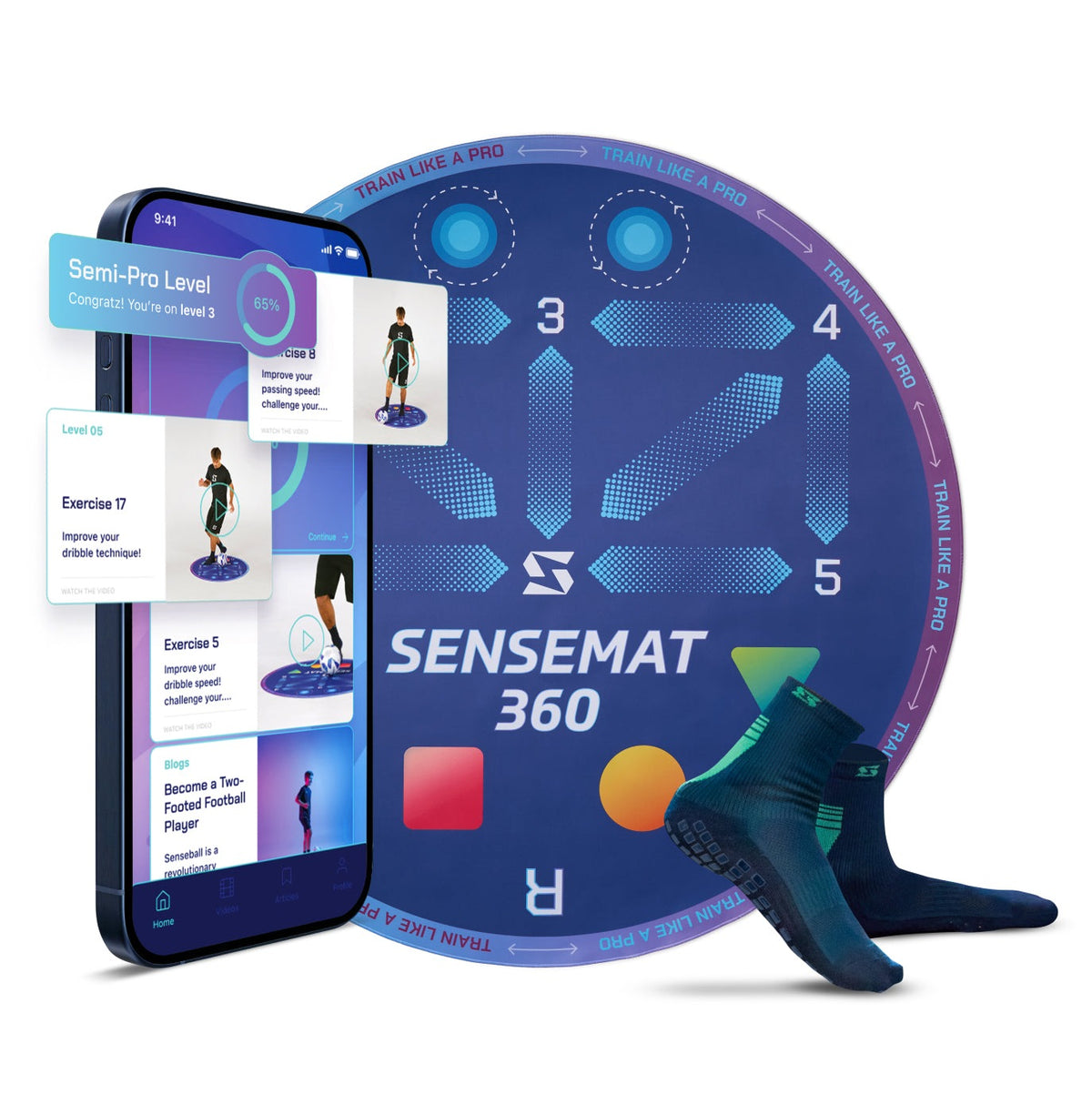 Pro-Level Cognitive + Footwork Soccer Training Mat - SenseMat 360 LUX