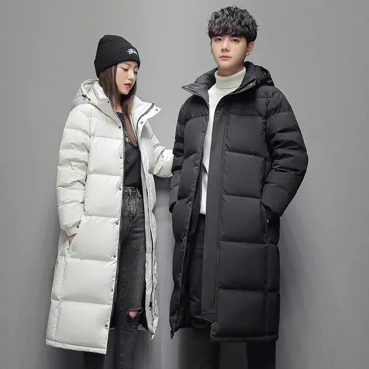 New Winter Men Black Long Duck Down Coats Hooded Casual Down Jackets Quality Male Outdoor Windproof Warm Winter Jackets Cloth