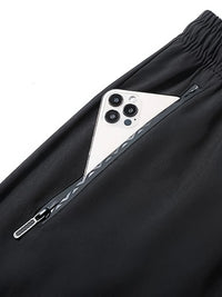 Men's High Elastic Zipper Pocket Trousers Lightweight Drawstring Sports Pants Gift Mens Sweatpants Fishing Vintage Football M