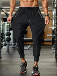Men's High Elastic Zipper Pocket Trousers Lightweight Drawstring Sports Pants Gift Mens Sweatpants Fishing Vintage Football M