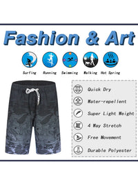 Mens Swim Trunks 9'' Mesh Liner Quick Dry Swim Shorts Board Shorts Bathing Suit Swimsuit Summer Beach Shorts Gray MK065 3XL