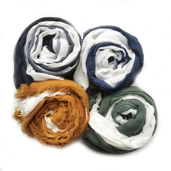 C966471 hanging dye gradient color cotton and linen scarf female retro literary style splicing super large shawl forest tie good match silk scarf